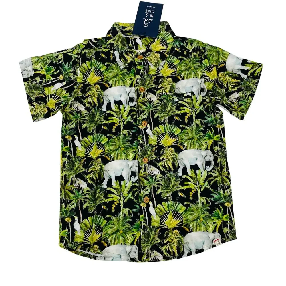 NWT Me & Henry 3/4Y Palm Print Woven Shirt